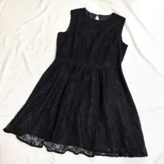 GU ノースリーブ ミニワンピース レース ブラックL