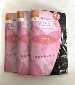 fukuske DAILY満足 80デニール 3足セット ブラック L-LL