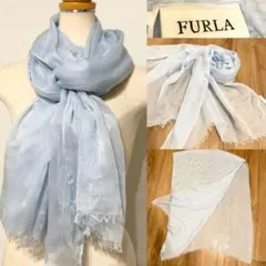 FURLA フルラ　テンセル✖️シルク✖️リネン　水色　ストール　大判のサムネイル