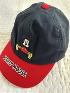ミッキーマウス 刺繍入り キャップ ネイビー/レッド 52-54cm