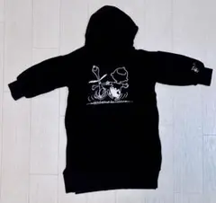 branshes ブランシェス　フード付きパーカー　ワンピース 黒　スヌーピー