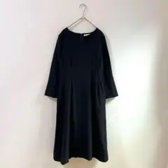 3352【クミキョク】ロングワンピース　スキッパー　フォーマル　セレモニー　黒