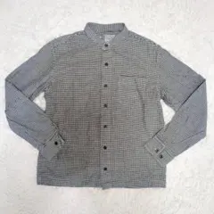 無印良品　バンドカラー　長袖　コットンシャツ　起毛感　ピンチェック　綿100%Sのサムネイル