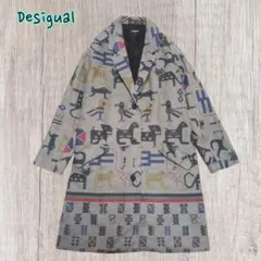 Desigual　デジグアル　チェスターコート　エジプト　総柄　ヒエログリフのサムネイル