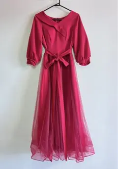 ロングドレス　結婚式 披露宴 二次会 カラードレス 長袖 パーティードレス