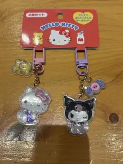 ハローキティ クロミ クリア ぷっくりキーホルダー 2個セット