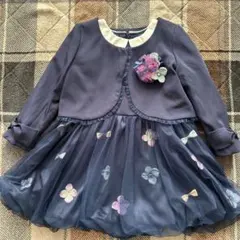 パンパンチュチュ フォーマルドレス ネイビー 100cm コサージュ付き