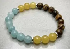 天然石 パワーストーン ブレスレット　タイガーアイ アクアマリン 黄水晶
