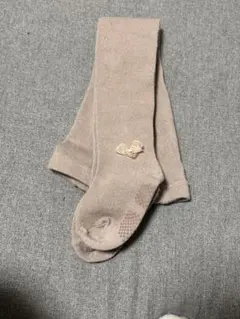 紫ベージュ リボン付き ベビータイツ 85