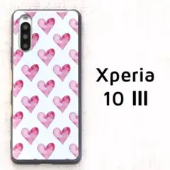 Xperia 10 Ⅲ レッド ハート柄 カバー