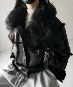 me+em select フェイクレザー ファージャケット