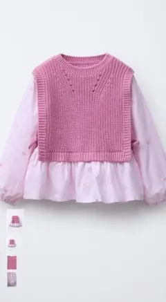 ZARA キッズ　ハート刺繍入りシャツ&ニットベスト