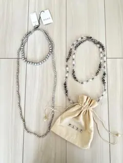 【新品、未使用】PLST ネックレス　ロング　パール　グレー　結婚式　ドレスのサムネイル