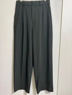 ダークグレー ワイドパンツ ベルトループ付き