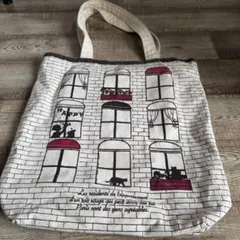 窓と猫のイラスト トートバッグ