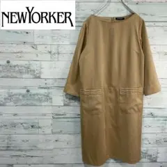 ニューヨーカー　七分袖ワンピース　スエード風生地　キャリアエレガンス系　11号