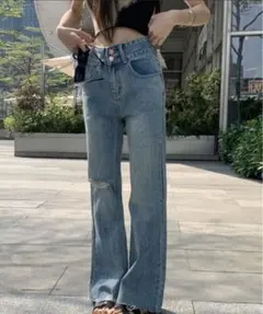 dream in the cradle カットオフフレアシルエットデニム