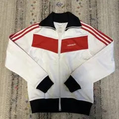 80s 90s adidas トラックジャケット　国旗タグ　万国旗　ホワイト