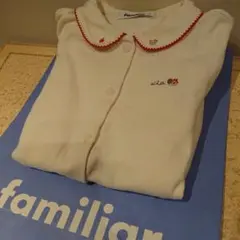 ファミリア 冬物 丸襟ブラウス アイボリー赤 サイズ110