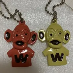 未使用　WASK キーホルダー　セット　べべ　レトロ　サル　金属製