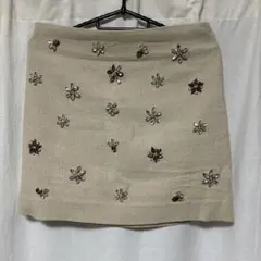 ZARA ビーズ装飾 ベージュ ミニスカート S