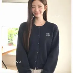 WYD WYD ロゴ 裏起毛 トップス ネイビー スウェット カーディガン