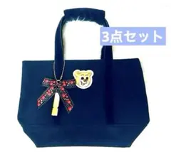 オールドテディガール ワッペントートバッグ(大)ネイビー✳︎新品・未使用・タグ付き オールドテディ ワッペントートバッグ L/OTE-163164(ネイビー