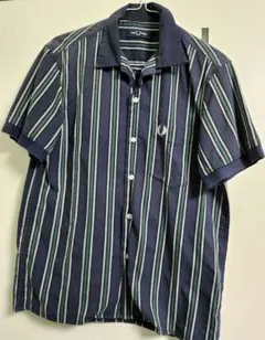 フレッドペリーのグリーンのストライプ 半袖シャツ