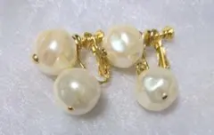 揺れる パール イヤリング / 昭和レトロ 平成レトロ y2k コットンパール