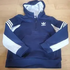 adidas フード付きパーカー ネイビー/グレー
