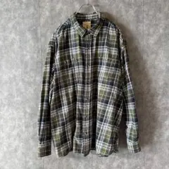 RED HEAD 長袖 ネルシャツ チェック グリーン ブラック ホワイト　古着