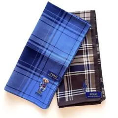 ポロラルフローレン　ポロベア　 ハンカチ　２枚セット　くま　チェック　メンズ　綿