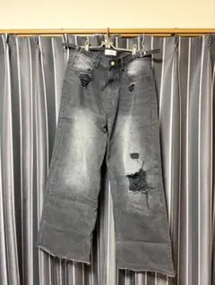 ADRERヴィンテージサイドベルトフレアデニムスラックス