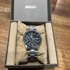 SEIKO メンズ腕時計 クロノグラフ ブラック文字盤 10BAR 動作未確認