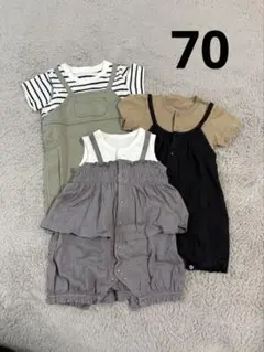 GU ロンパース半袖、ノースリーブ3点セット