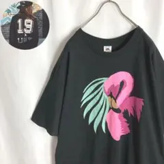 USAビンテージ古着フルーツオブザルーム ロング丈Ｔシャツ アニマル柄黒色 半袖