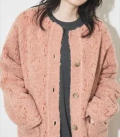 Audrey and John Wad クルーネックジャガードニットコート