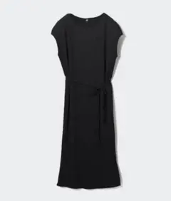 【新品】UNIQLO リブカットソーワンピース ブラック