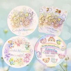 【コースター ステッカー】ダッフィー　20周年　カラフルハピネス　ディズニー