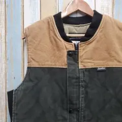 HA192☆ダックベスト☆ロゴタグ☆バイカラー☆キャメル☆ダークオリーブ☆M