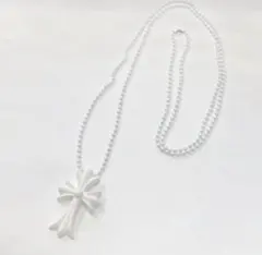 クロスデザインネックレス ホワイト Y2K 韓国 ストリート グランジ ゴシック