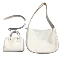 UNIQLO GU レザータッチショルダーバッグ 2点セット　オフホワイト