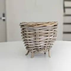 Gray Rattan 鉢カバー ラタン バスケット