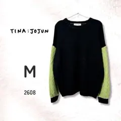 TINA：JOJUN ティーナジョジュン ニット M 配色袖 ケーブル編み 秋冬