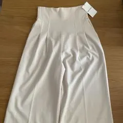 新品ホワイト ガウチョパンツ ハイウエスト