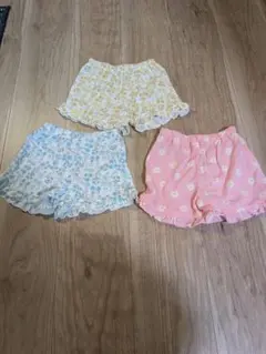 花柄フリル付きハーフパンツ3色セット