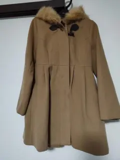 NICE CLAUP ファーフードコート キャメル M