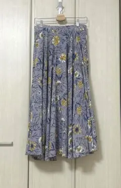 GRL 花柄 パープル ロングフレアスカート