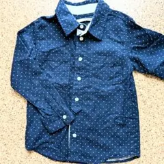グローバルワーク　ネイビー ドット柄 こども長袖シャツ XL