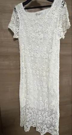 【earth music&ecology】 レース柄半袖ワンピース